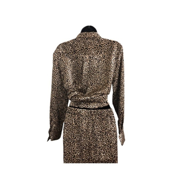 Nicole Miller NY animal print silky pajama look button down shirt & pantsuit set - Picture 8 of 16